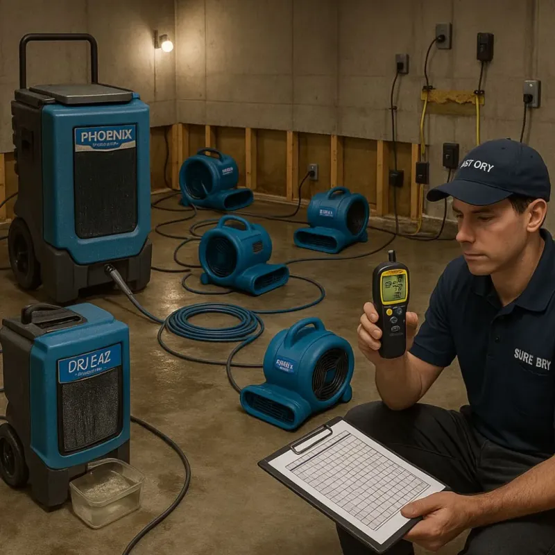 Structural Drying and Dehumidification process in Calvert, TX